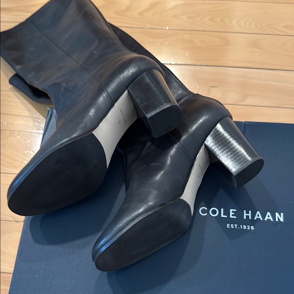 BN never worn Cole Haan Black Heeled Boots with back zipper - Picture 3 of 6